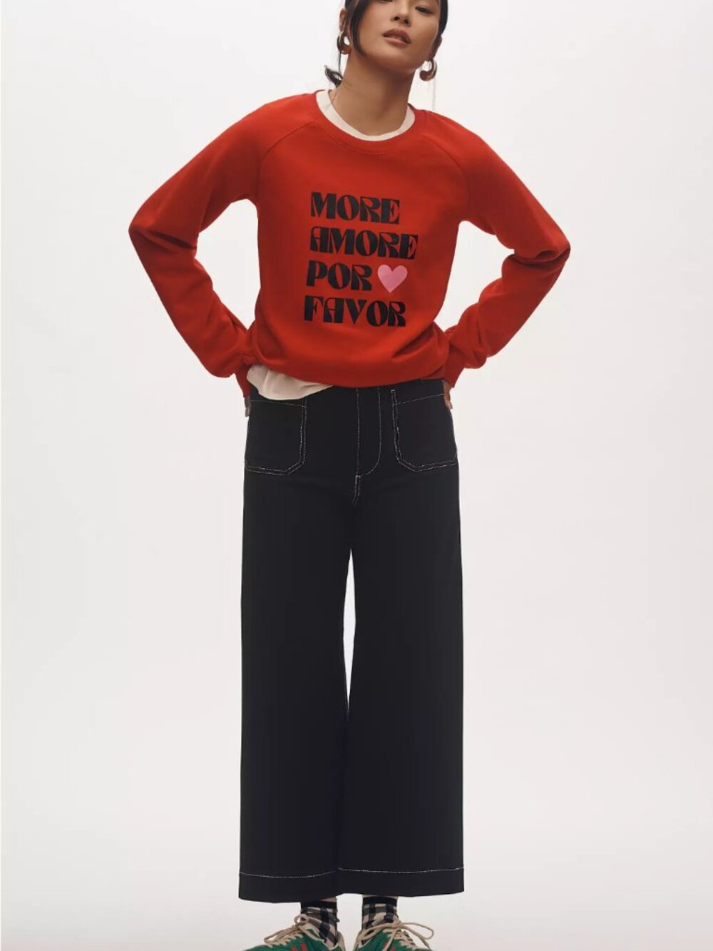 NWOT Maeve The Colette Ponte Contrast-Stitch Crop Black Wide-Leg Pants 25